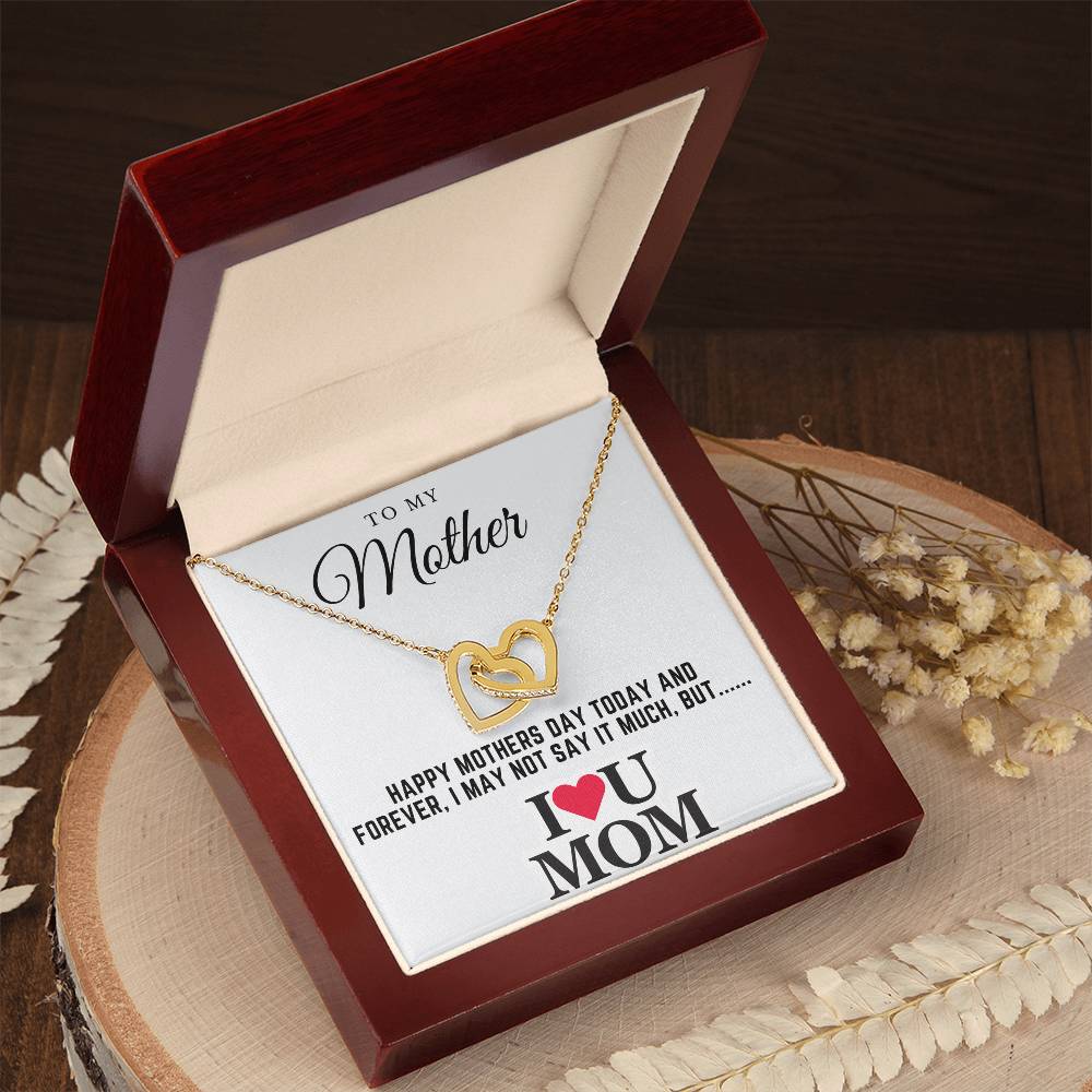 happy mothers day - Interlocking Hearts Necklace (Yellow & White Gold Variants)