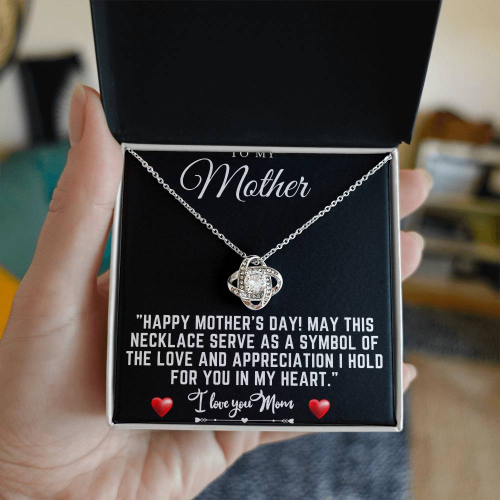happy mothers day Love Knot Necklace (Yellow & White Gold Variants)