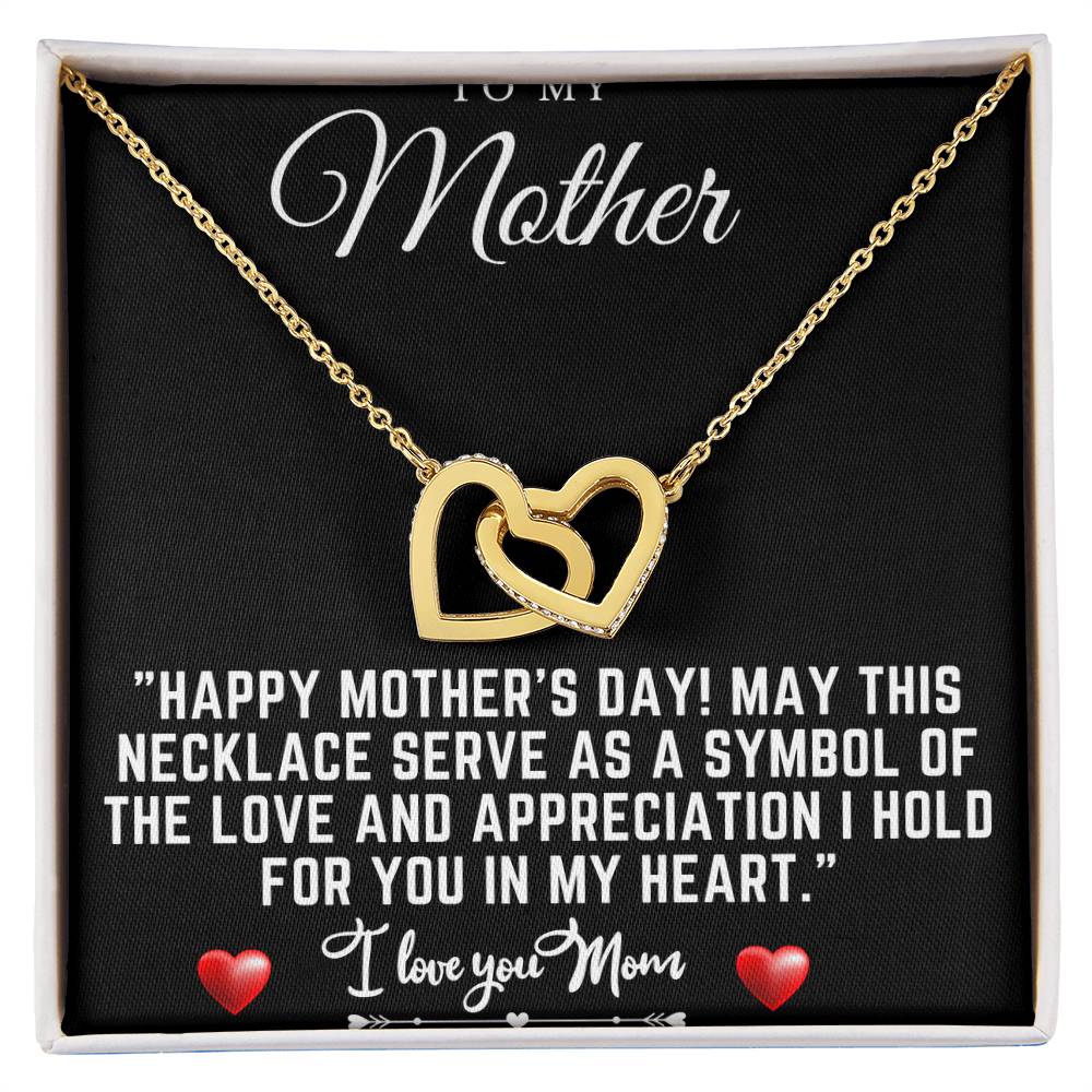 happy mothers day Interlocking Hearts Necklace (Yellow & White Gold Variants)