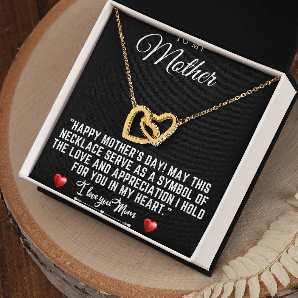 happy mothers day Interlocking Hearts Necklace (Yellow & White Gold Variants)