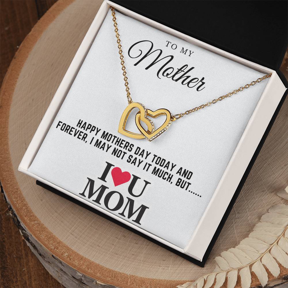 happy mothers day - Interlocking Hearts Necklace (Yellow & White Gold Variants)