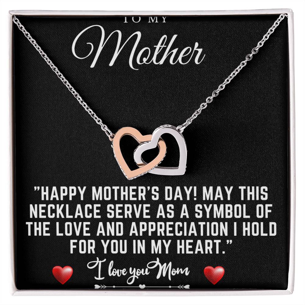 happy mothers day Interlocking Hearts Necklace (Yellow & White Gold Variants)