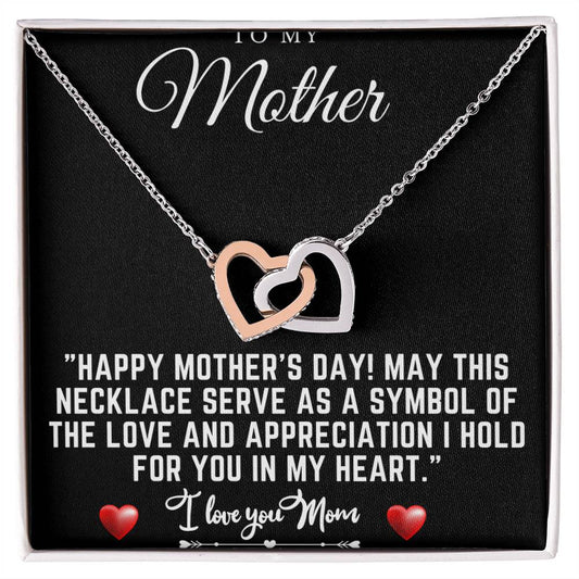 happy mothers day Interlocking Hearts Necklace (Yellow & White Gold Variants)