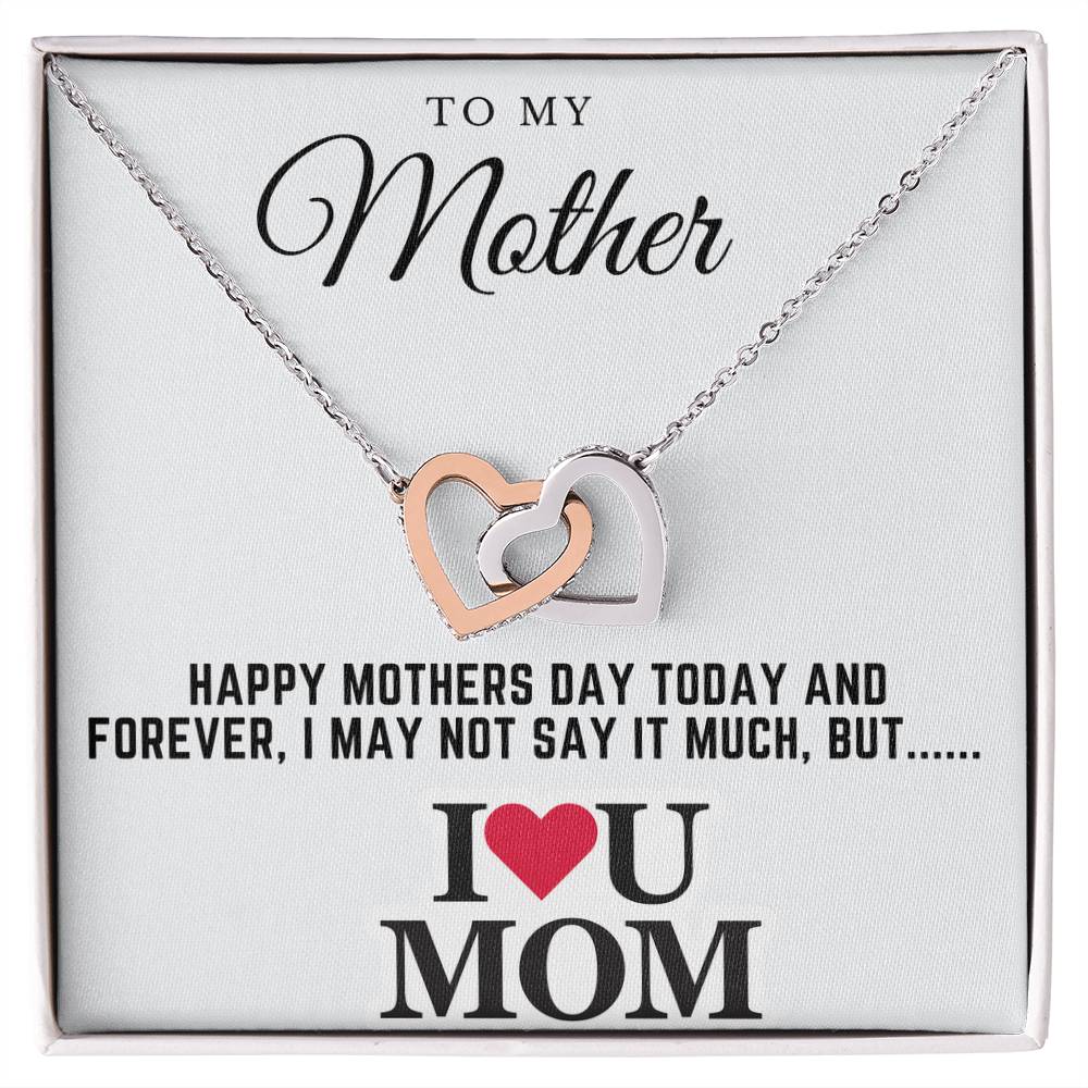 happy mothers day - Interlocking Hearts Necklace (Yellow & White Gold Variants)