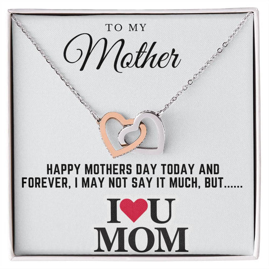 happy mothers day - Interlocking Hearts Necklace (Yellow & White Gold Variants)