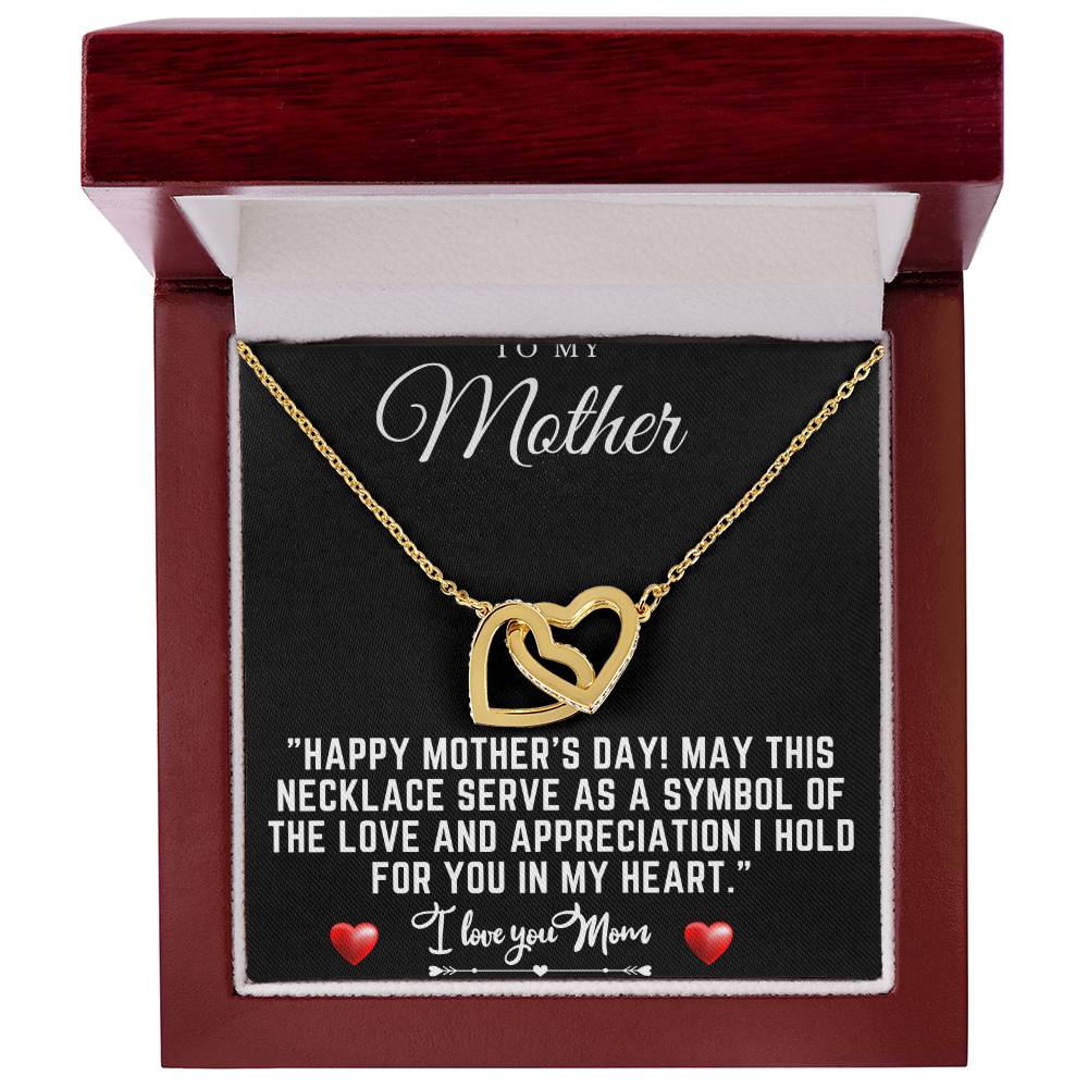 happy mothers day Interlocking Hearts Necklace (Yellow & White Gold Variants)