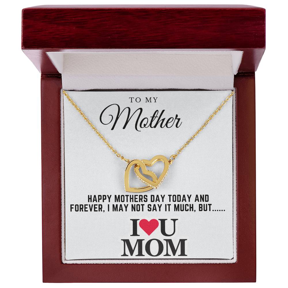happy mothers day - Interlocking Hearts Necklace (Yellow & White Gold Variants)