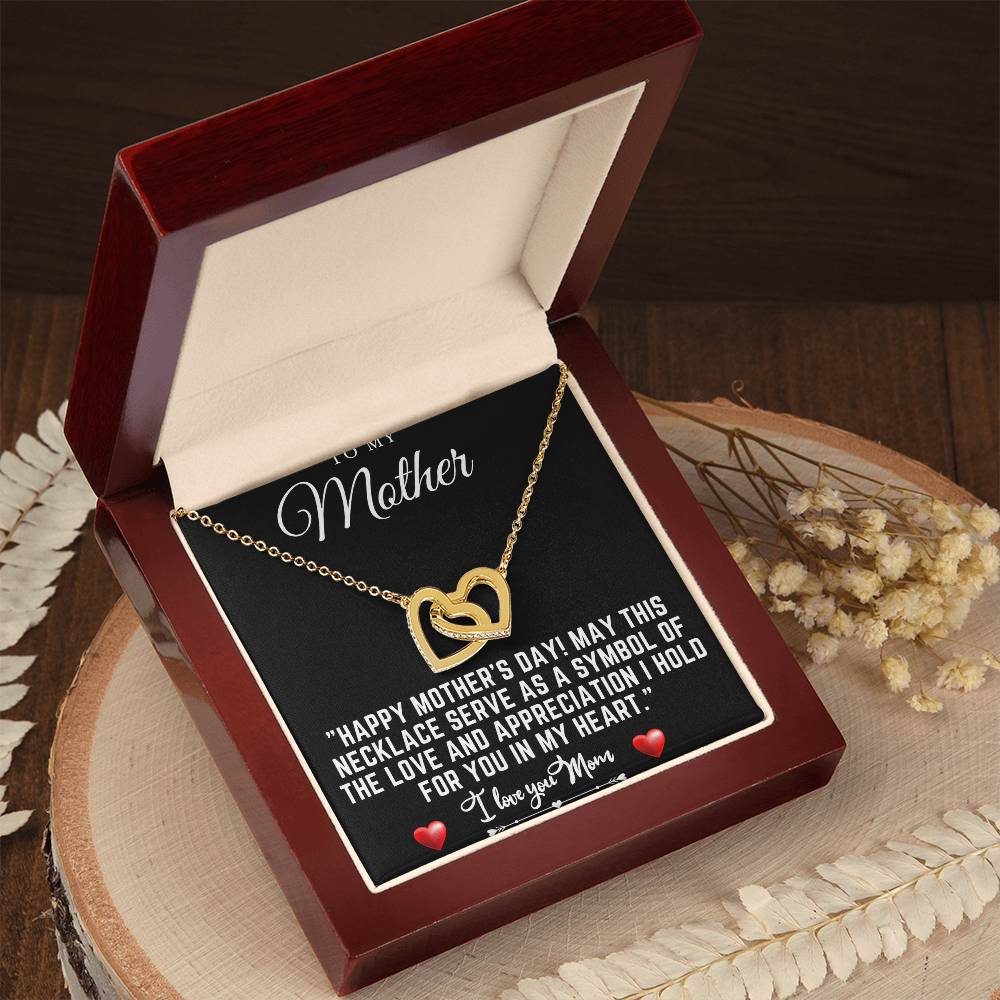 happy mothers day Interlocking Hearts Necklace (Yellow & White Gold Variants)