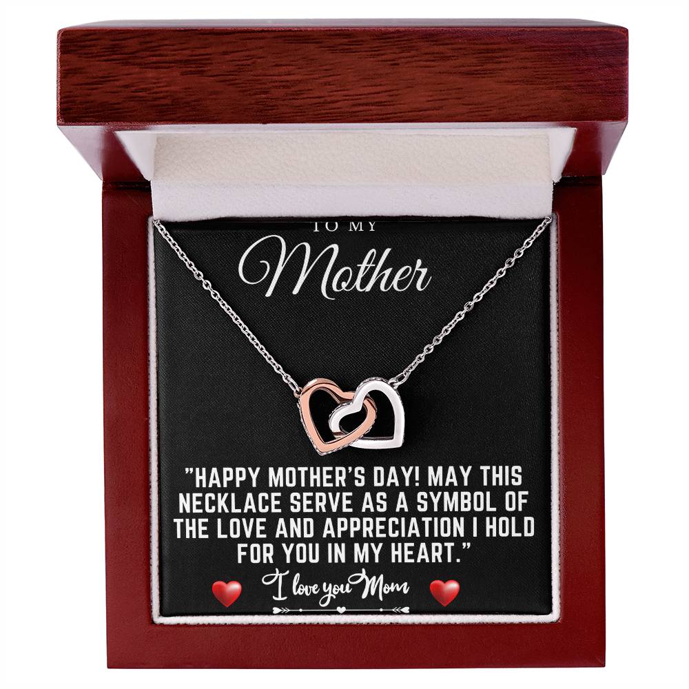 happy mothers day Interlocking Hearts Necklace (Yellow & White Gold Variants)