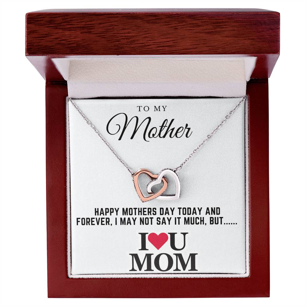 happy mothers day - Interlocking Hearts Necklace (Yellow & White Gold Variants)