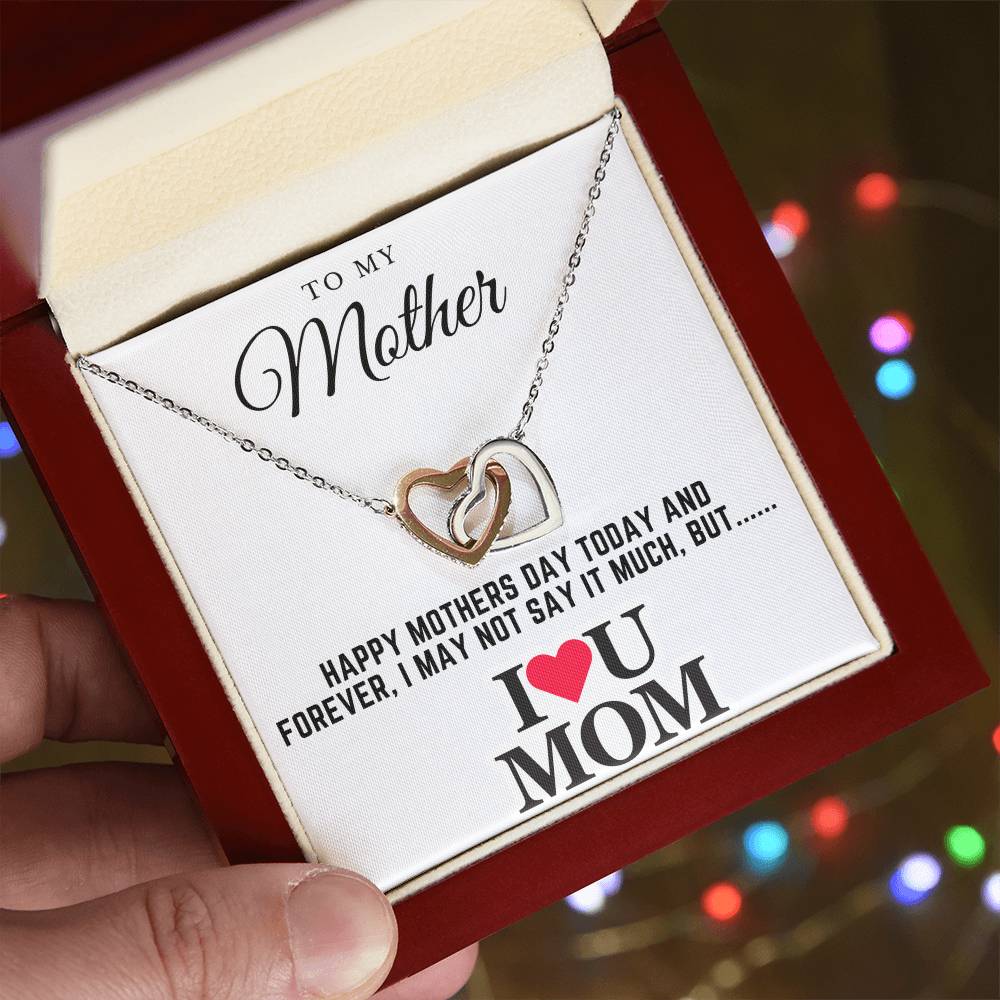 happy mothers day - Interlocking Hearts Necklace (Yellow & White Gold Variants)