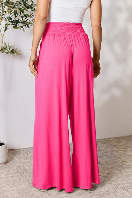 Pantalones anchos con cinturilla ancha y fruncidos de tamaño completo de Double Take