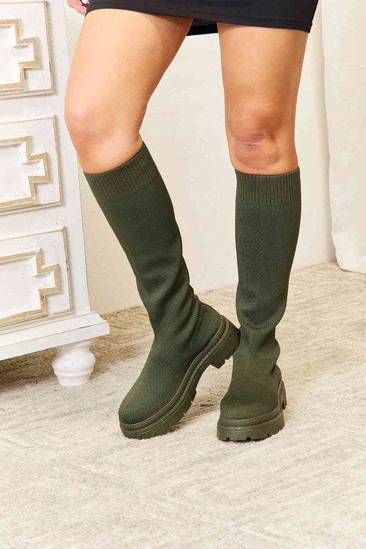 WILD DIVA Footwear Botas tipo calcetín con plataforma hasta la rodilla