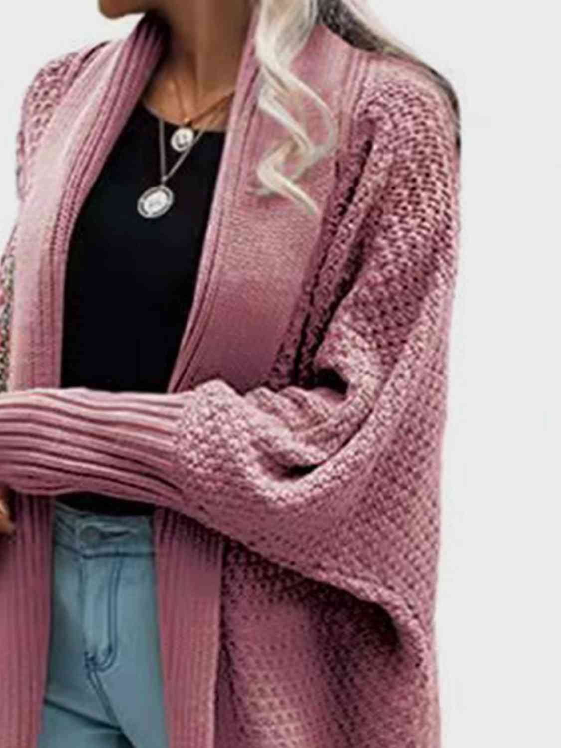 سترة صوفية مفتوحة من الأمام بأكمام طويلة