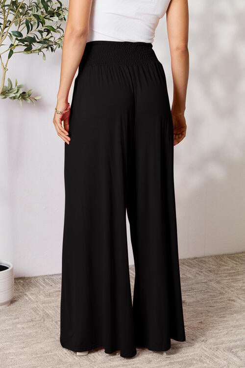 Pantalones anchos con cinturilla ancha y fruncidos de tamaño completo de Double Take